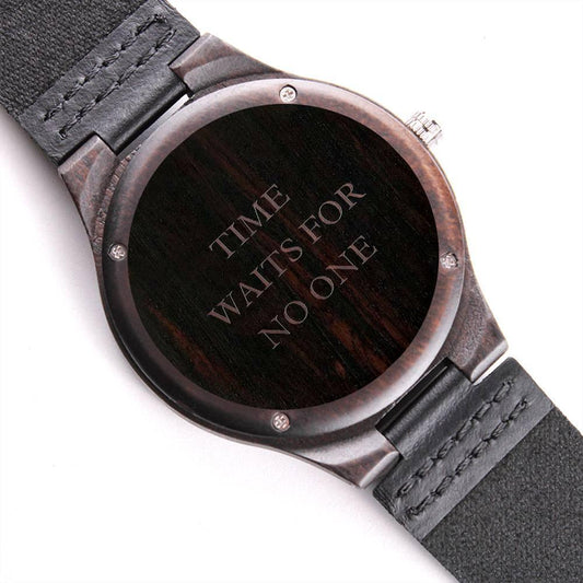 Engraved Watch Gifts for Men - Time Waits For No One - Giftsmojo