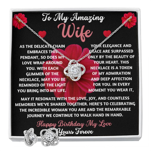 Custom Wife Birthday Gift Necklace Set The Love Knot - Giftsmojo