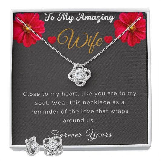 Love Knot Earring and Necklace Set for Wife - Giftsmojo