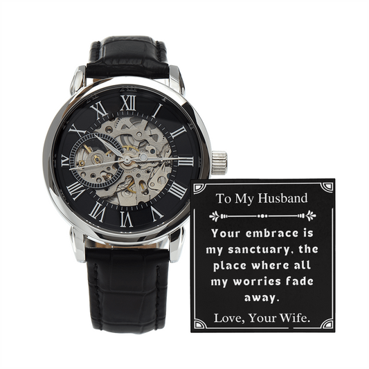 Custom Gift To Husband Men's Openwork Watch