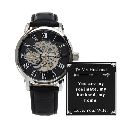 Custom Gift To Husband Men's Openwork Watch