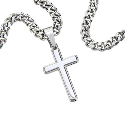 Personalized Artisan Cross Necklace with Cuban Chain for Men - Giftsmojo