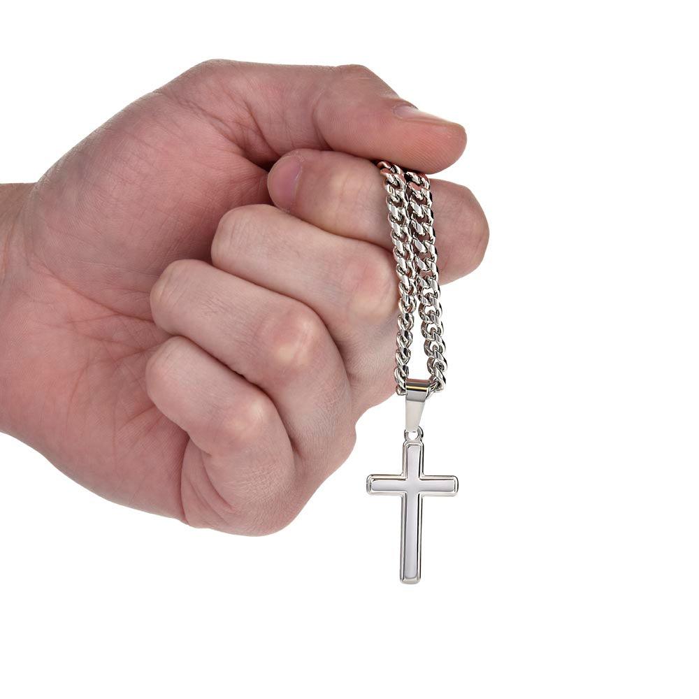 Cuban Chain Cross Necklace For Men - Here I Am Lord Send Me - Giftsmojo