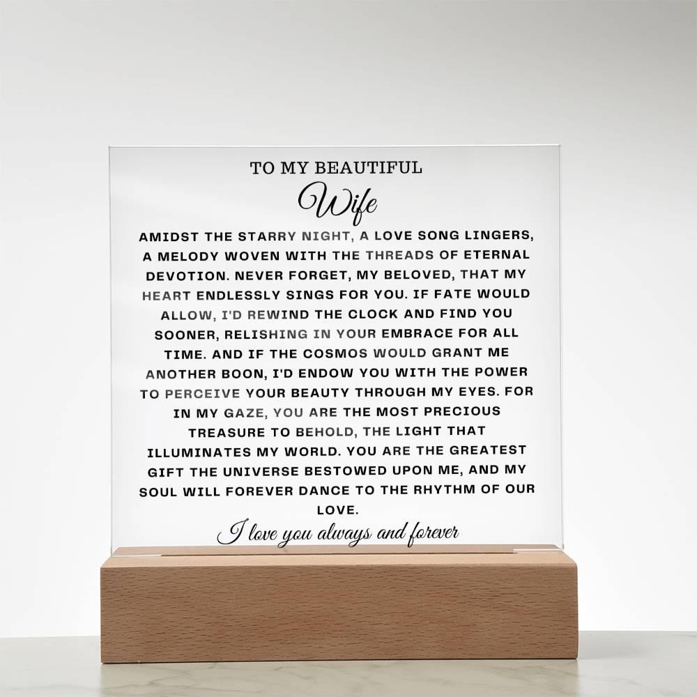 Square Acrylic Plaque Gift for Wife - To My Beautiful Wife - Giftsmojo
