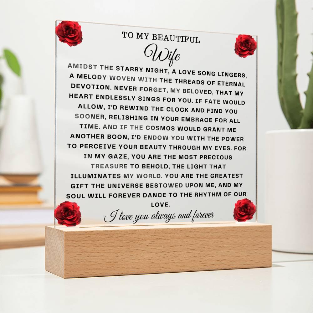 Square Acrylic Plaque Gift for Wife - To My Beautiful Wife - Giftsmojo