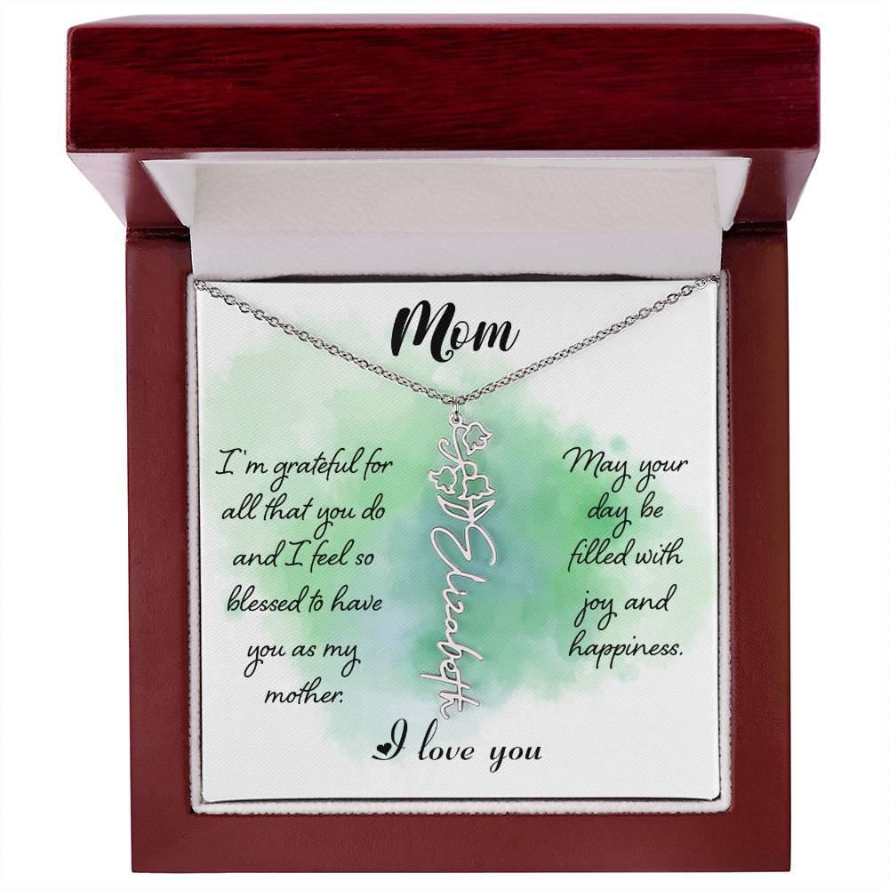 Custom Flower Name Necklace For Mom - Giftsmojo