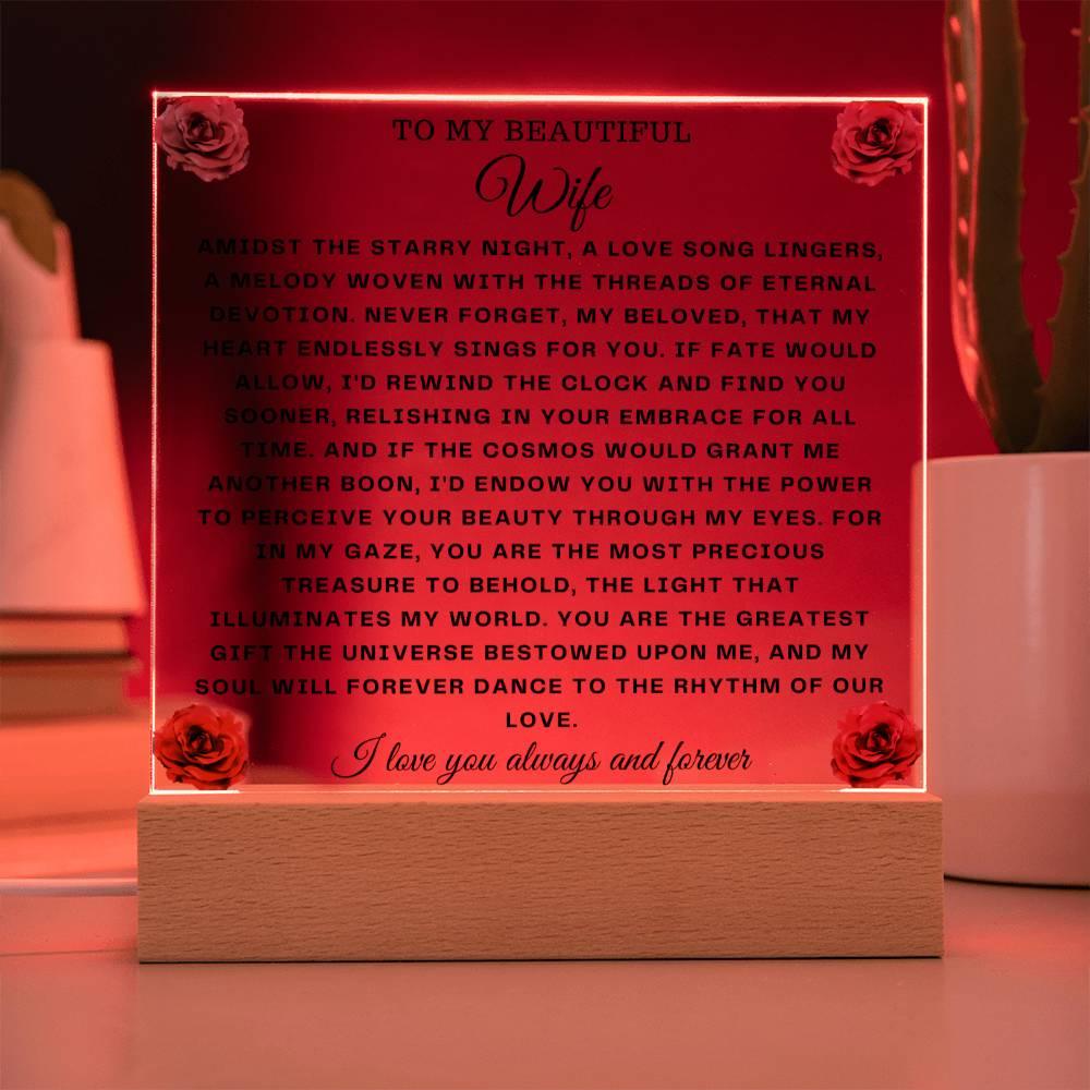 Square Acrylic Plaque Gift for Wife - To My Beautiful Wife - Giftsmojo