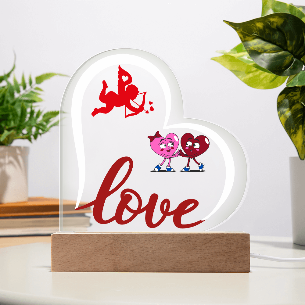 Valentine Love Heart Acrylic Plaque For Couple