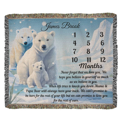 Personalized Mama and Papa Bear Milestone Blanket - Heirloom Woven Blanket