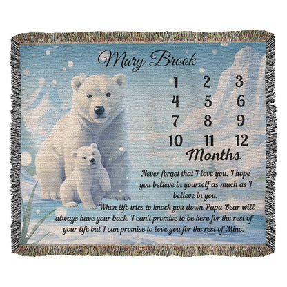 Personalized Papa Bear Milestone Blanket - Heirloom Woven Blanket