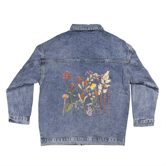 Floral Oversized Women's Denim Jacket