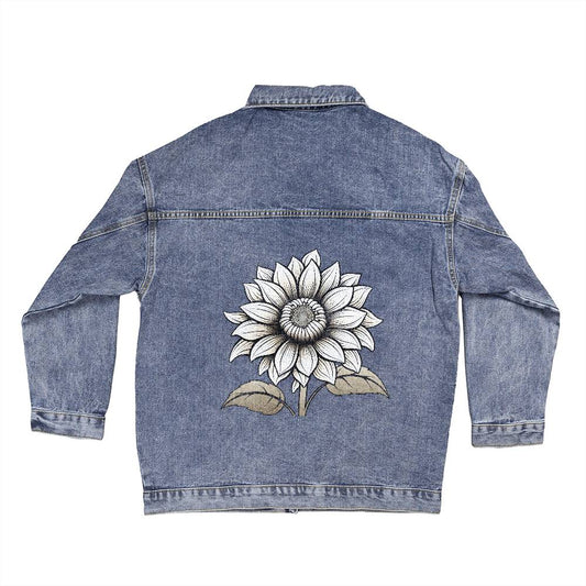 Vintage Sunflower Oversized Women's DTG Denim Jacket