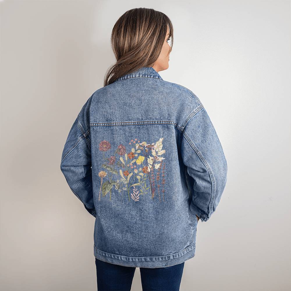 Floral Oversized Women's Denim Jacket