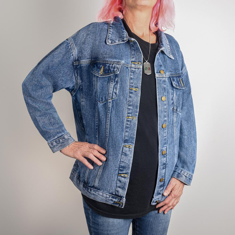 Cat Lover Oversized Denim Jacket For Women