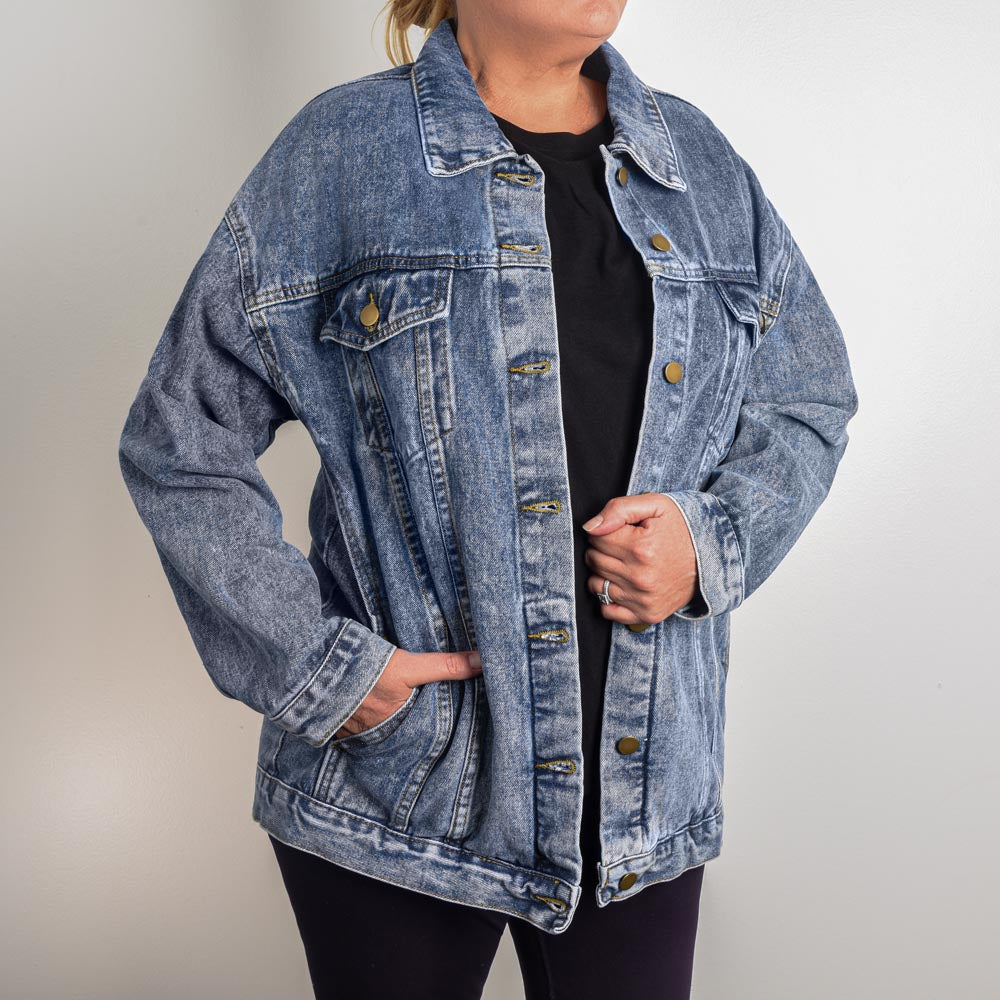 Custom-Design Oversized Women's Denim Jacket for Cat Lover