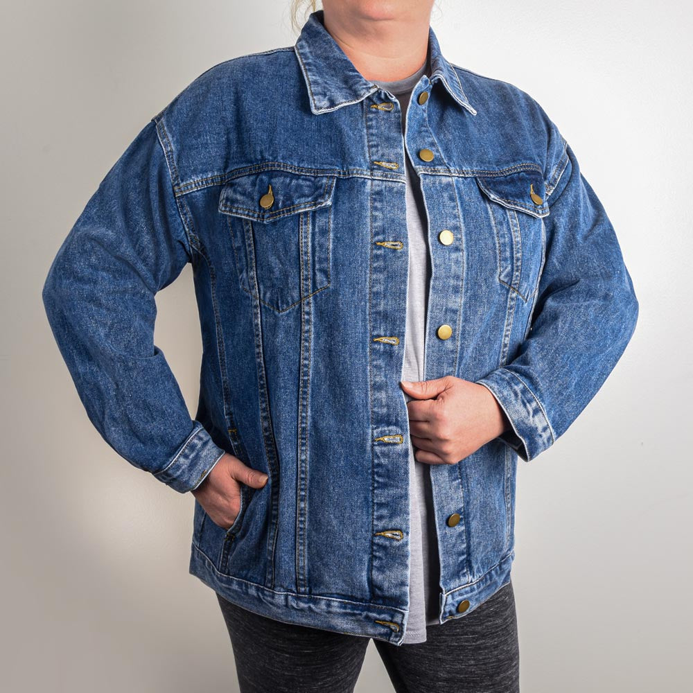 Cat Mom Custom-Design Oversized Women's Denim Jacket