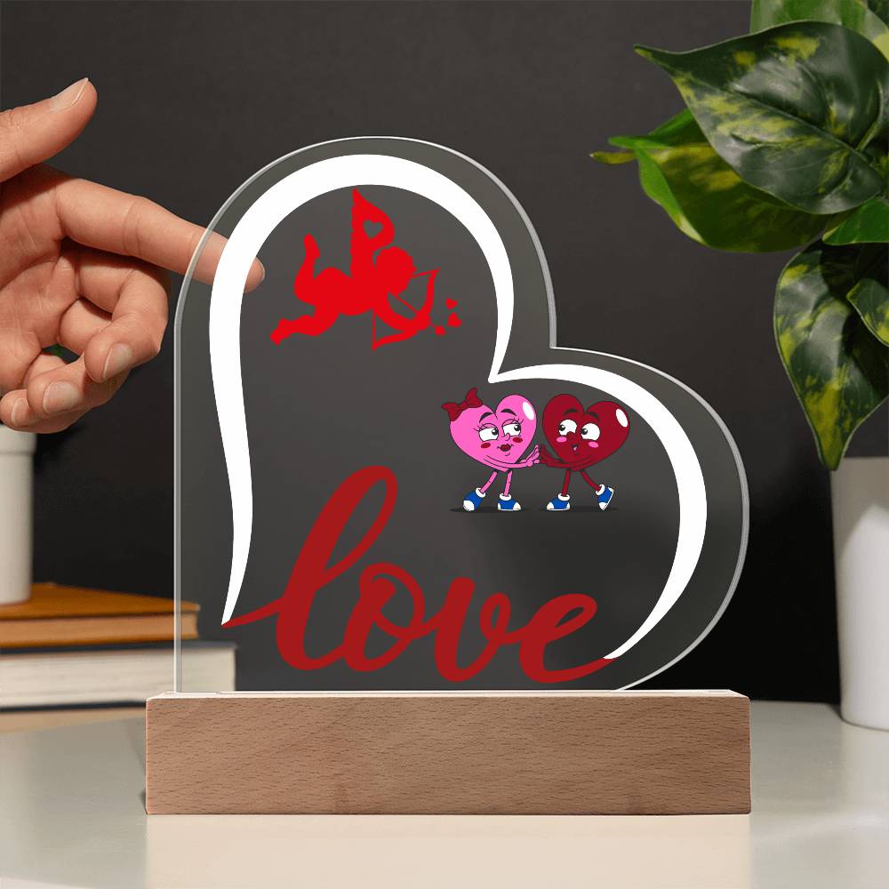 Valentine Love Heart Acrylic Plaque For Couple