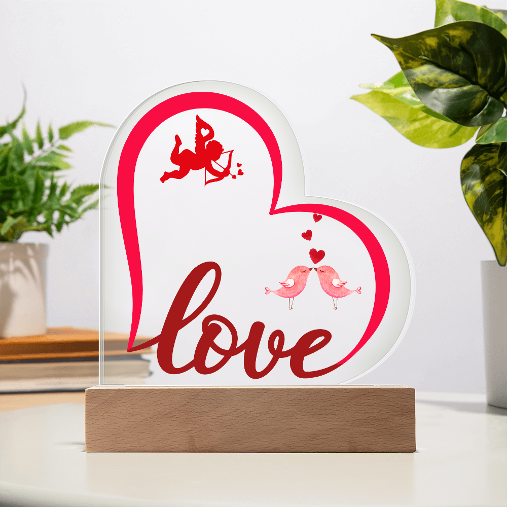 Valentine Love Heart Acrylic Plaque For Couple