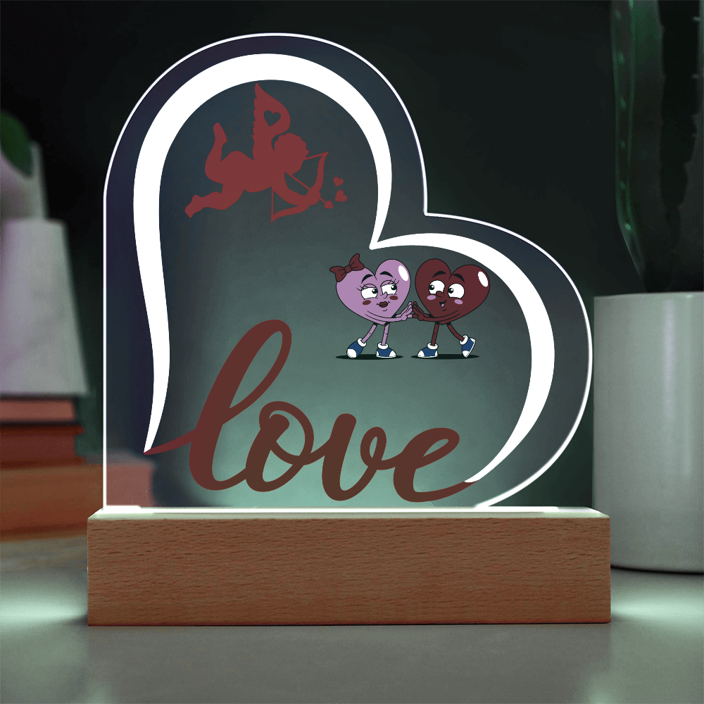 Valentine Love Heart Acrylic Plaque For Couple