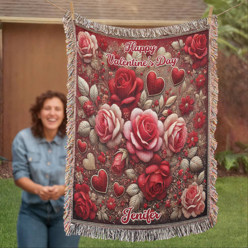 Personalized Valentine's Day blanket,

