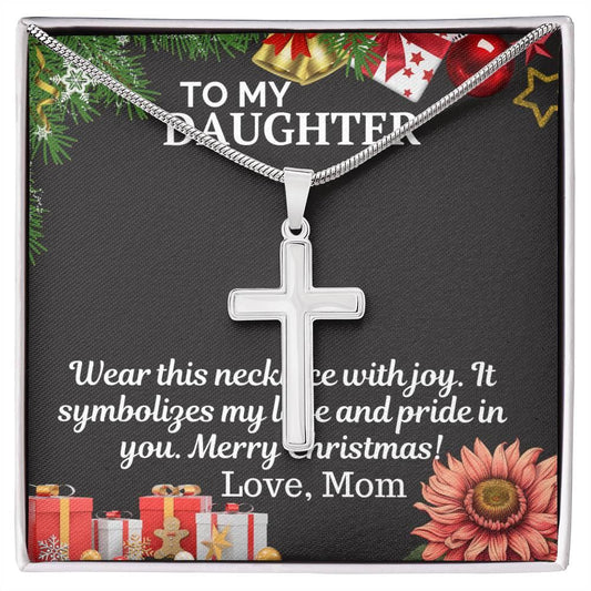Gift To My Daughter from Mom - Stainless Steel Cross Necklace - Giftsmojo