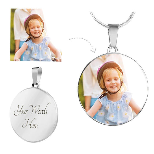 Personalized  Photo Necklace Circle Jewelry Gift for Her