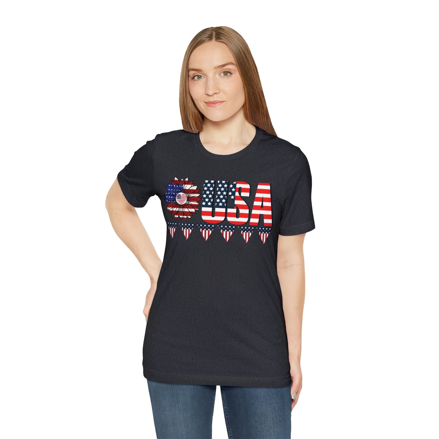 Flower USA American flag shirt, Red white and blue shirt, 4th of July shirt