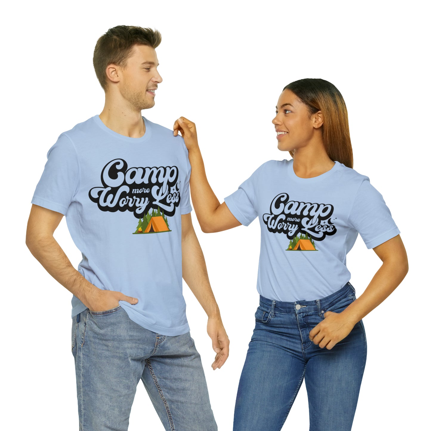 Camp More Worry Less Shirt, Outdoor adventure clothing, Nature-inspired shirts, Outdoor enthusiasts gift, Adventure-themed attire