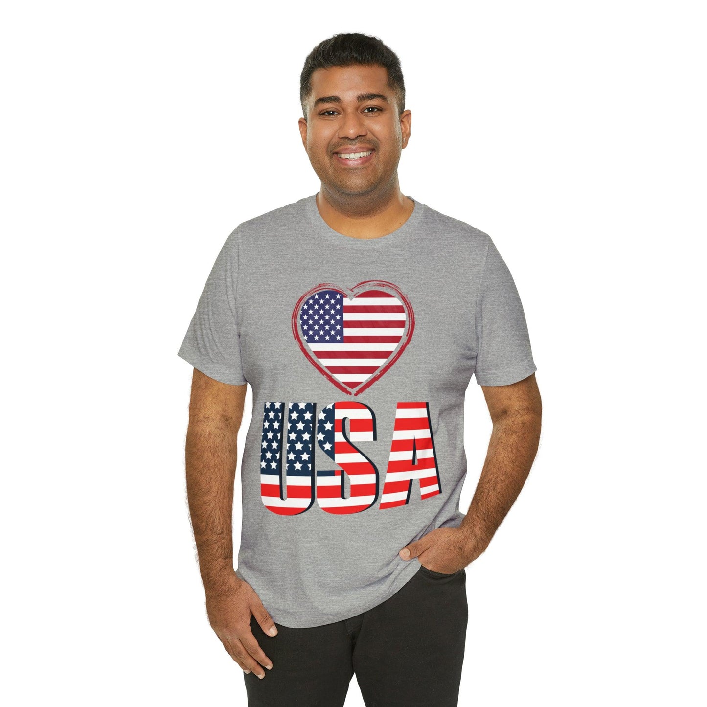Heart Love USA shirt, American flag shirt, Red, white, and blue shirt,
