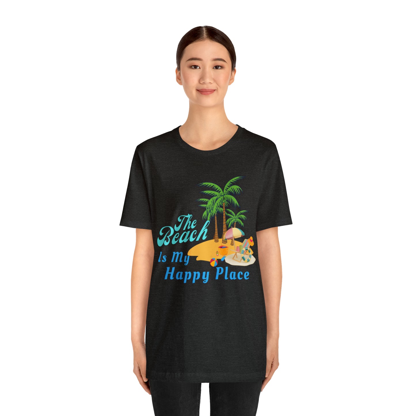 Beach shirt, The Beach is my happy place shirt, Beach t-shirt, Summer shirt, Beachwear, Beach fashion, Stylish beach apparel