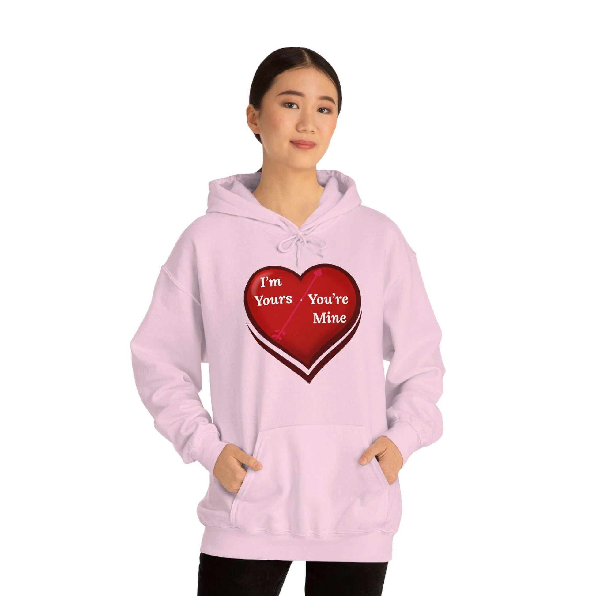 I'm Yours and You're Mine Heart Hooded Sweatshirt - Giftsmojo