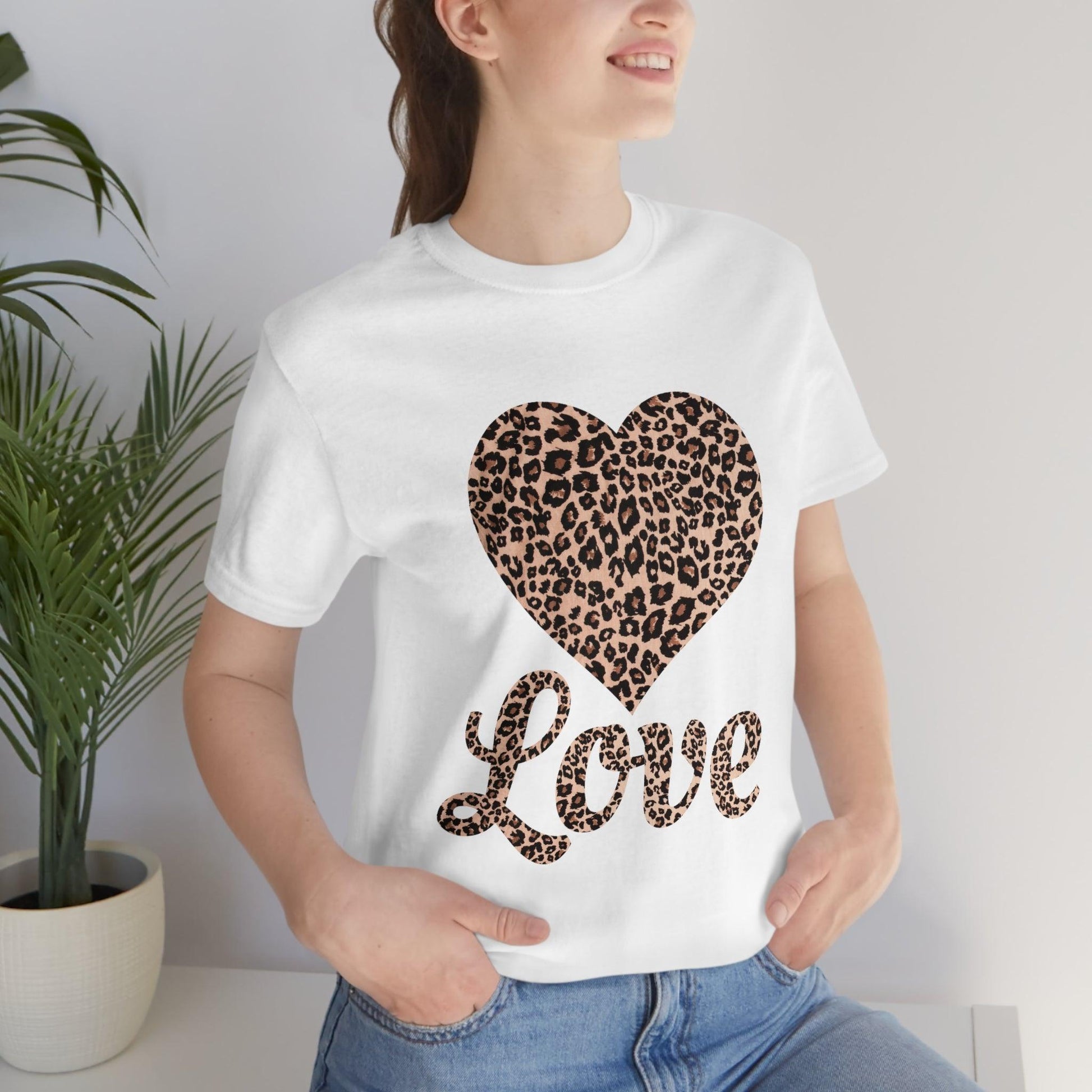 Leopard Print, Love Heart Tee, - Giftsmojo