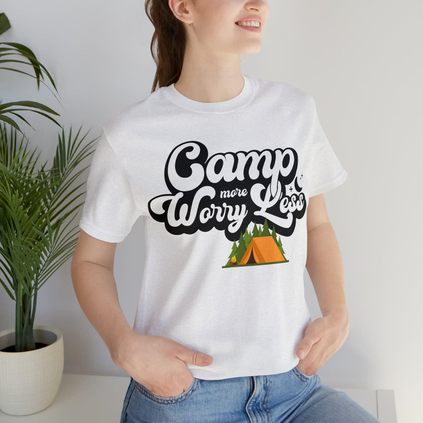 Camp More Worry Less Shirt, Outdoor adventure clothing, Nature-inspired shirts, Outdoor enthusiasts gift, Adventure-themed attire - Giftsmojo