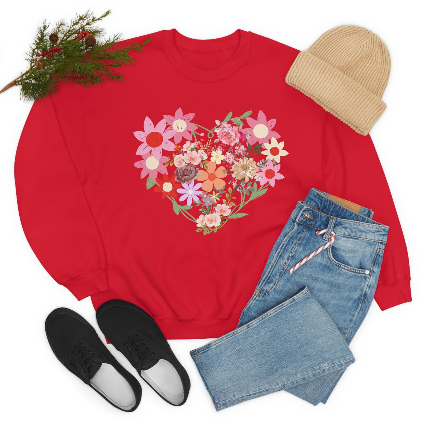 Flower Heart sweatshirt - Floral sweatshirt - Love Sweatshirt