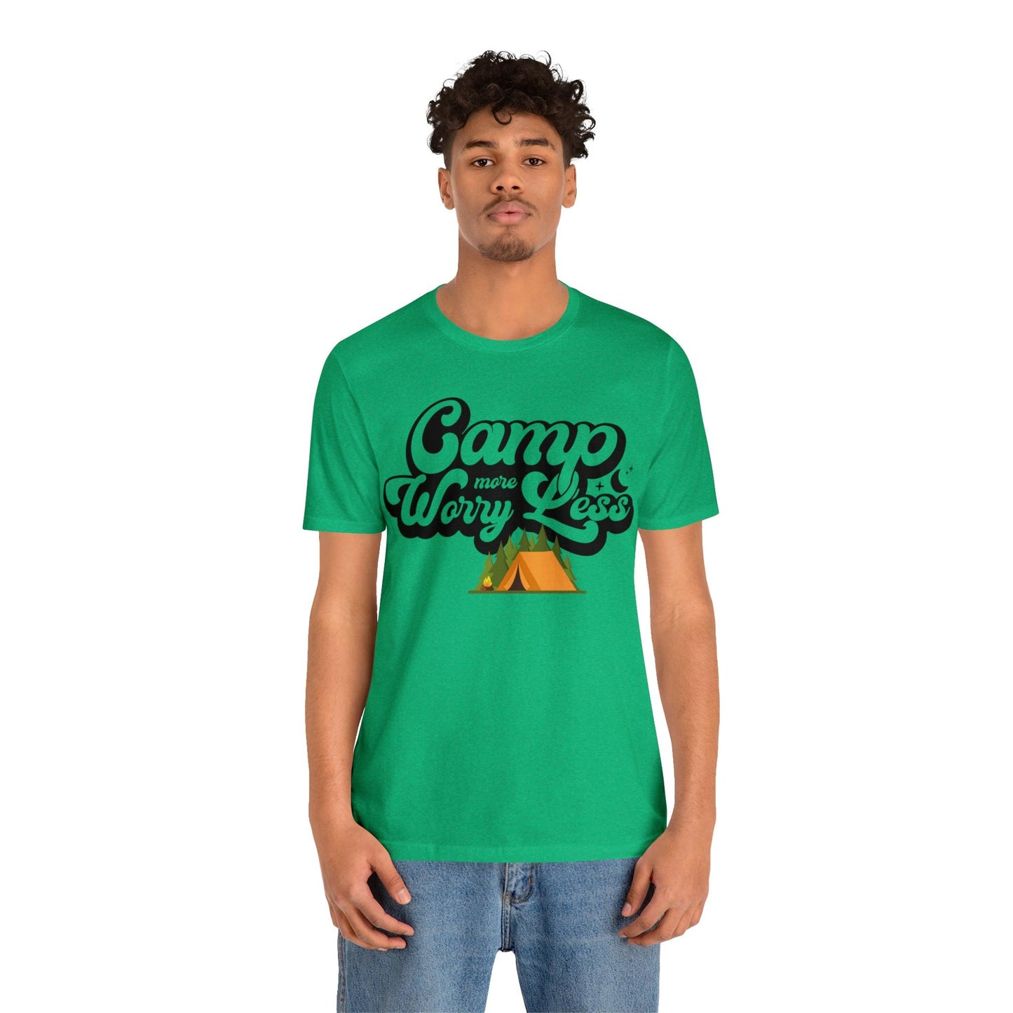 Camp More Worry Less Shirt, Outdoor adventure clothing, Nature-inspired shirts, Outdoor enthusiasts gift, Adventure-themed attire - Giftsmojo