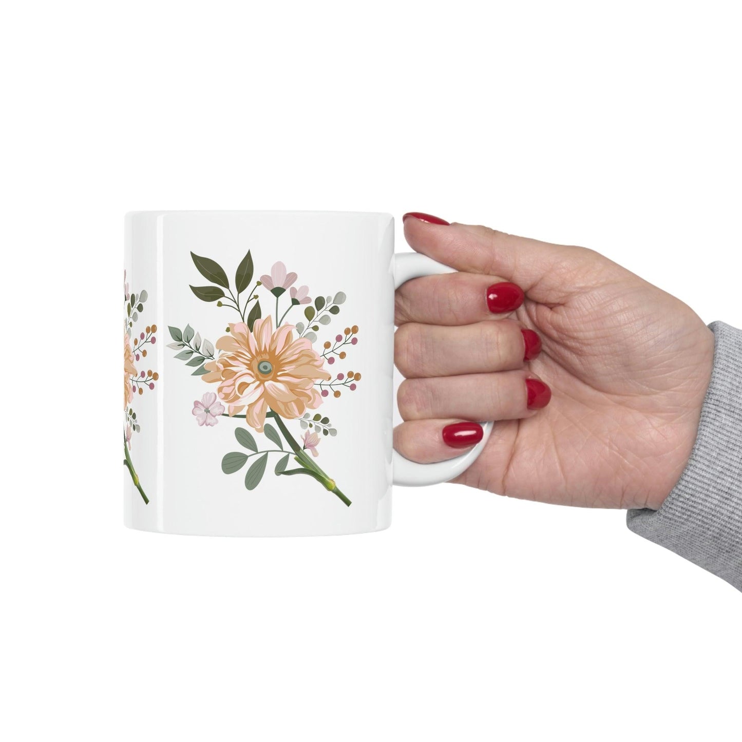 Floral Mug, gift for mom on mothers day, Birthday gift for mom, gift for plant lovers, coffee mug for her, hot cocoa mug, gift for coffee lover