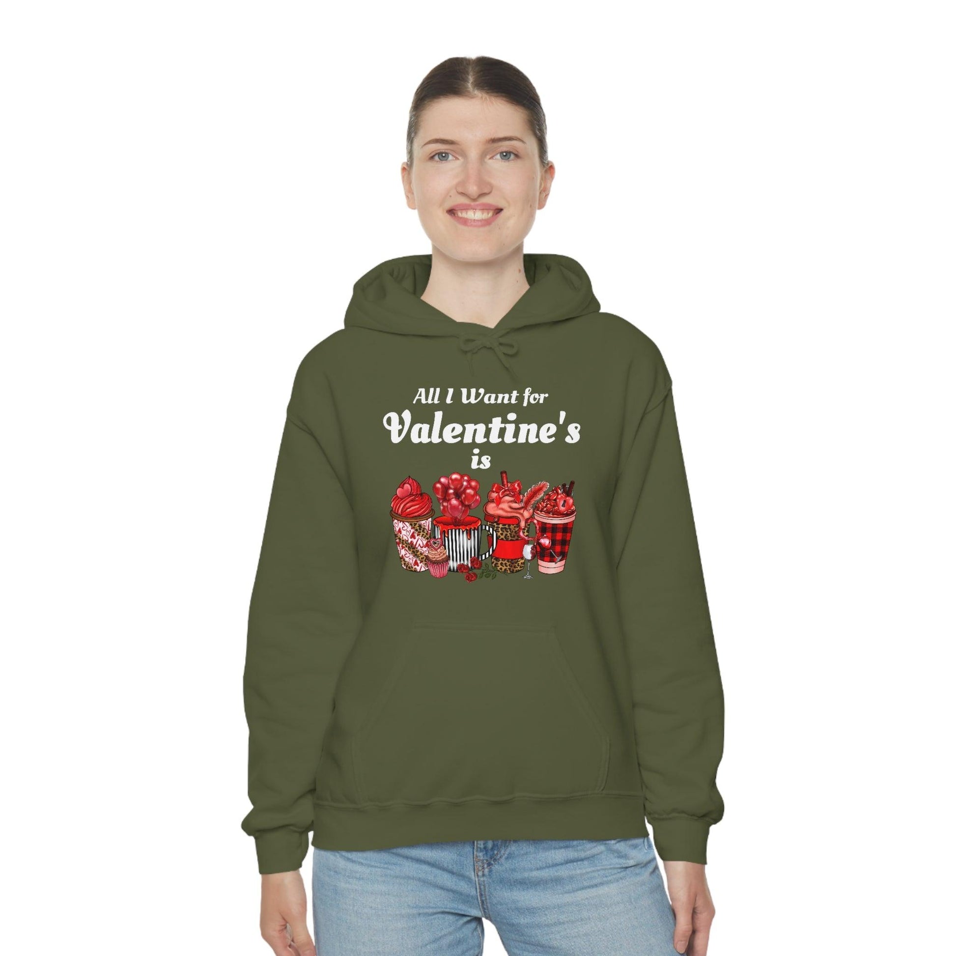 All I want for Valentine's is Coffee Hooded Sweatshirt - Giftsmojo