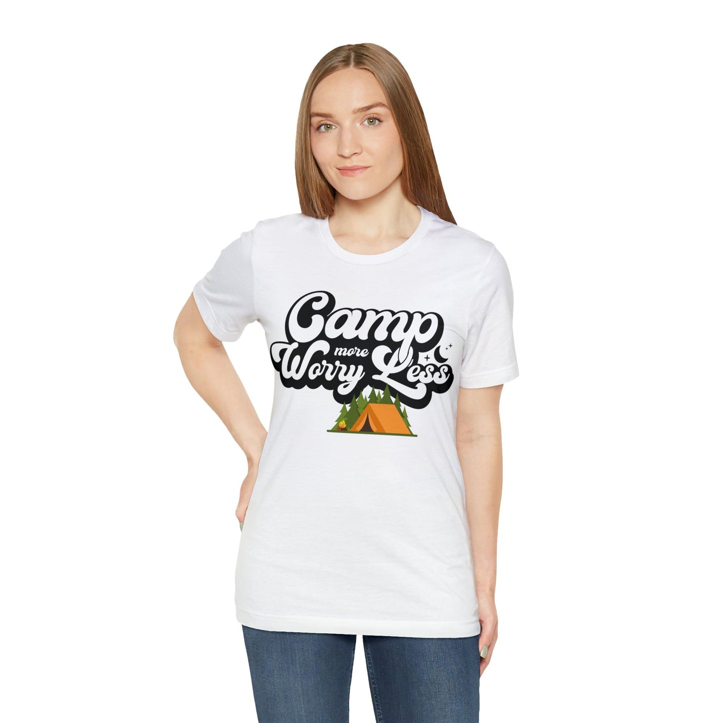 Camp More Worry Less Shirt, Outdoor adventure clothing, Nature-inspired shirts, Outdoor enthusiasts gift, Adventure-themed attire - Giftsmojo