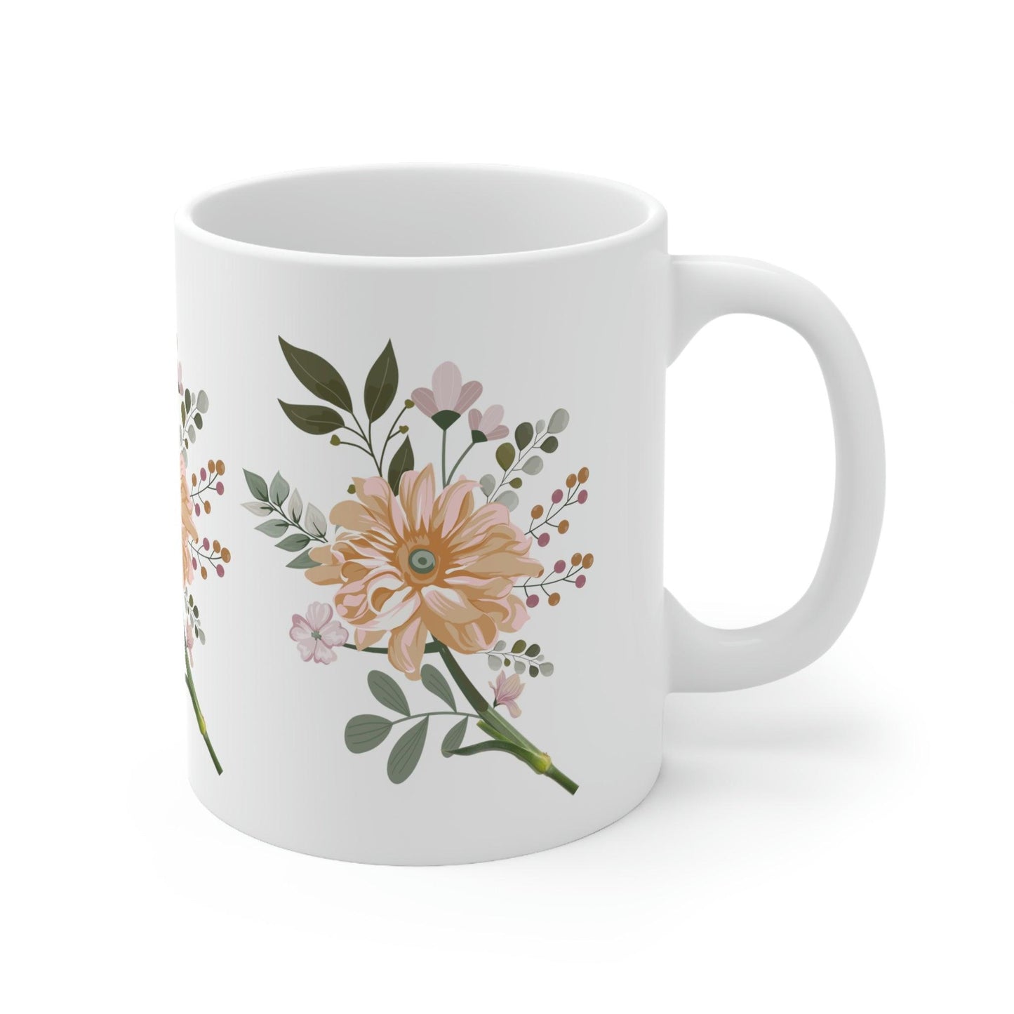 Floral Mug, gift for mom on mothers day, Birthday gift for mom, gift for plant lovers, coffee mug for her, hot cocoa mug, gift for coffee lover - Giftsmojo