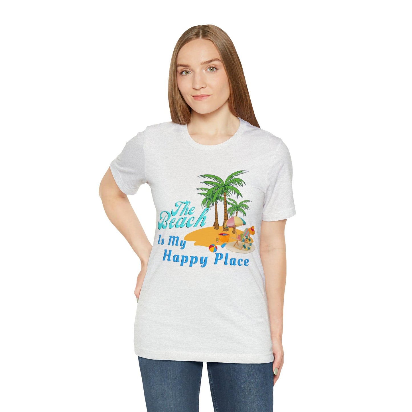 Beach shirt, The Beach is my happy place shirt, Beach t-shirt, Summer shirt, Beachwear, Beach fashion, Stylish beach apparel - Giftsmojo