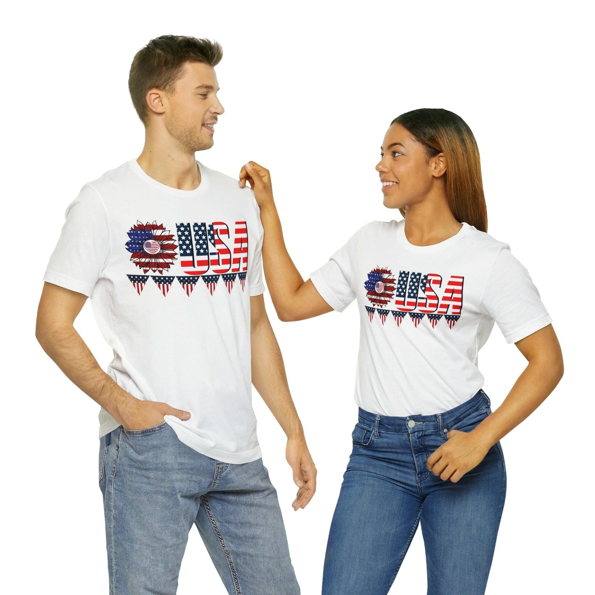 Flower USA American flag shirt, Red white and blue shirt, 4th of July shirt - Giftsmojo