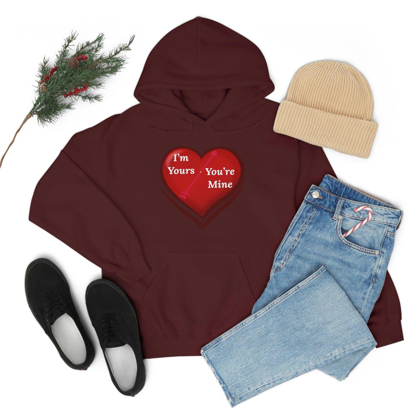 I'm Yours and You're Mine Heart Hooded Sweatshirt - Giftsmojo