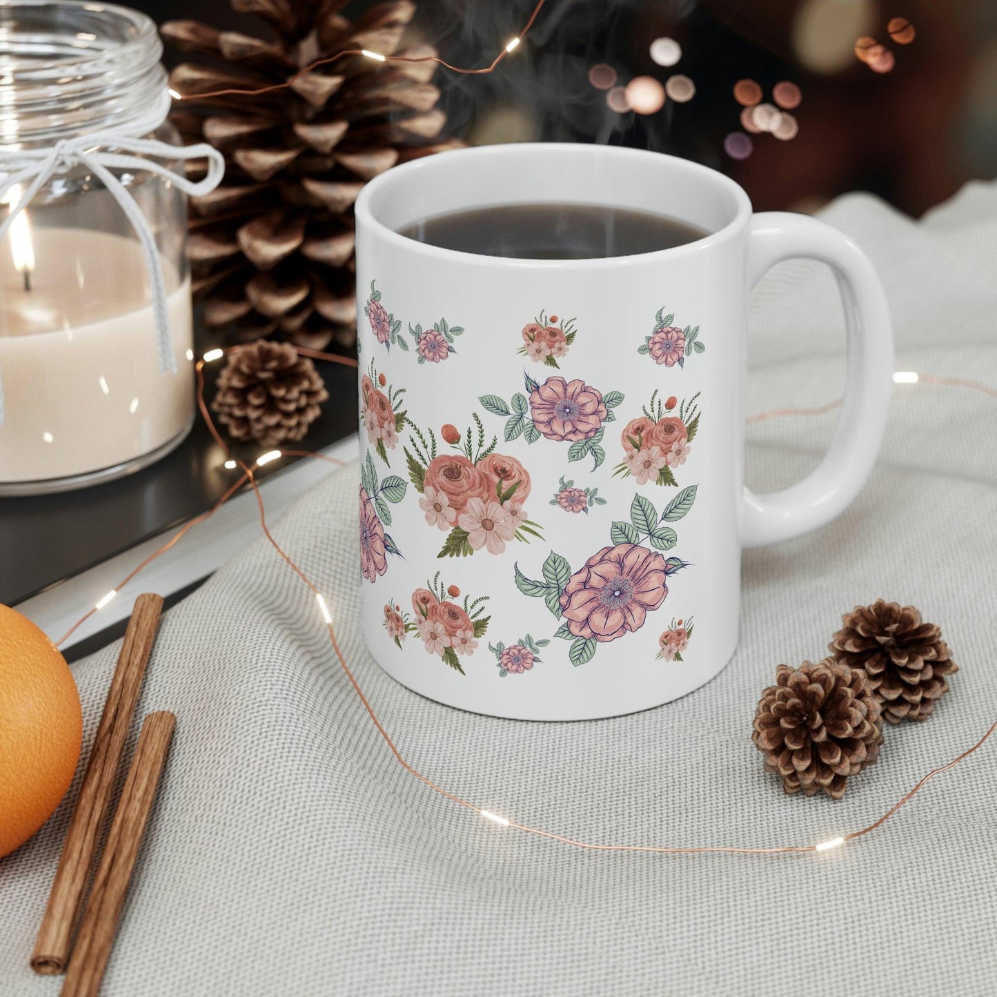 Vintage Floral Mug, gift for mom on mothers day, Birthday gift for mom, gift for plant lovers, hot cocoa mug, gift for coffee lover