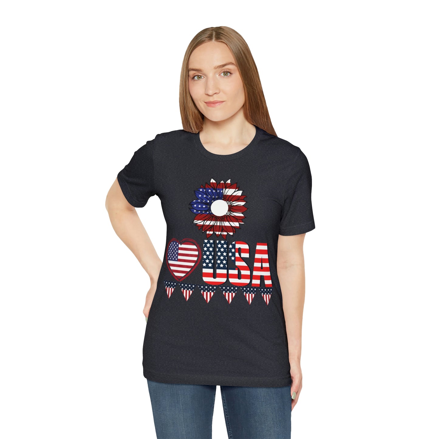 American flag shirt, Red, white, and blue shirt, Flower Love USA shirt,