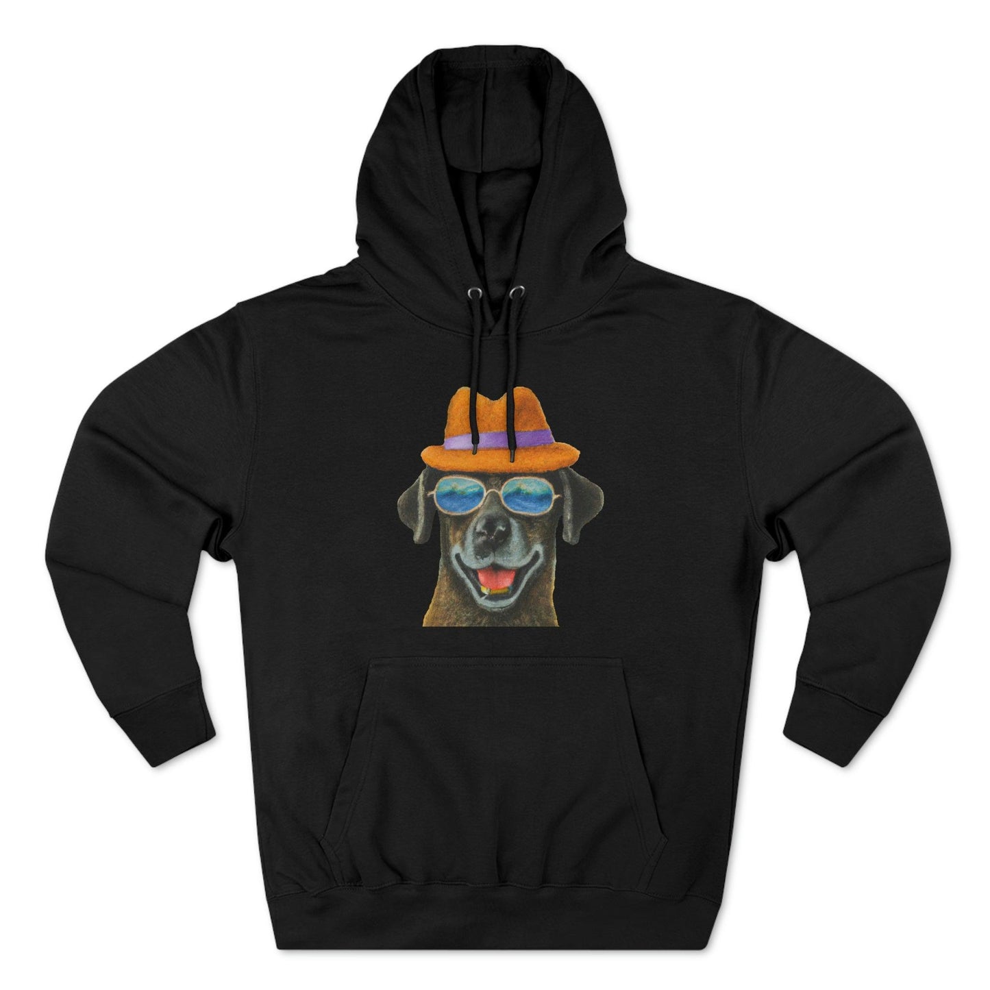 Dog at the beach wearing a hat and sunglasses painted arts Premium Pullover Hoodie