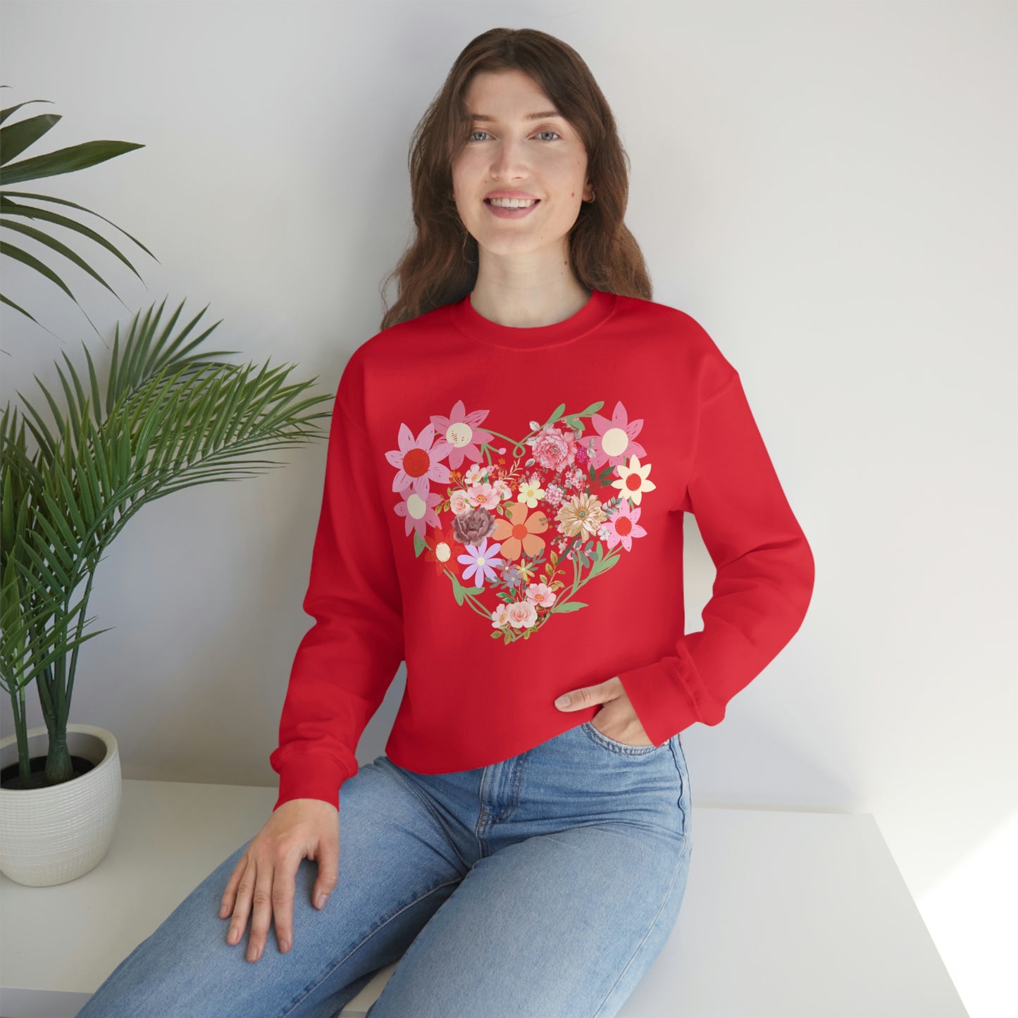 Flower Heart sweatshirt - Floral sweatshirt - Love Sweatshirt