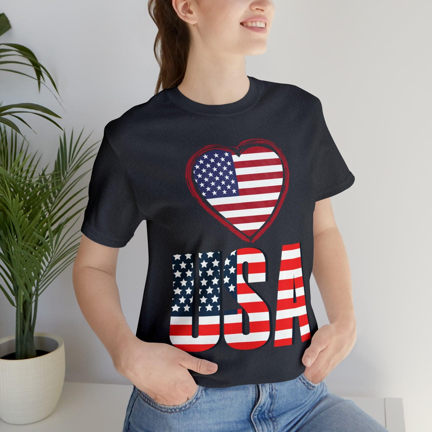 Heart Love USA shirt, American flag shirt, Red, white, and blue shirt,