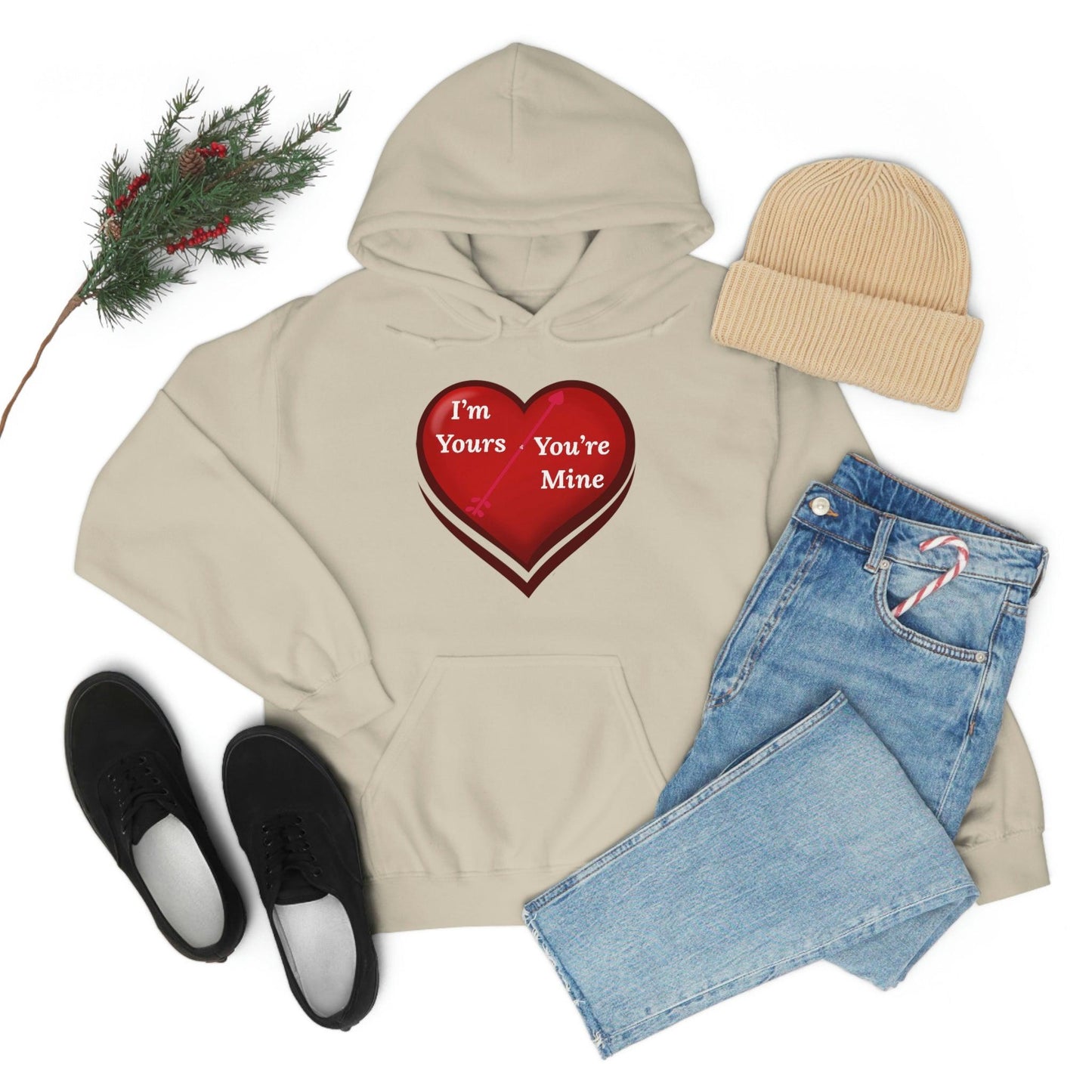 I'm Yours and You're Mine Heart Hooded Sweatshirt - Giftsmojo