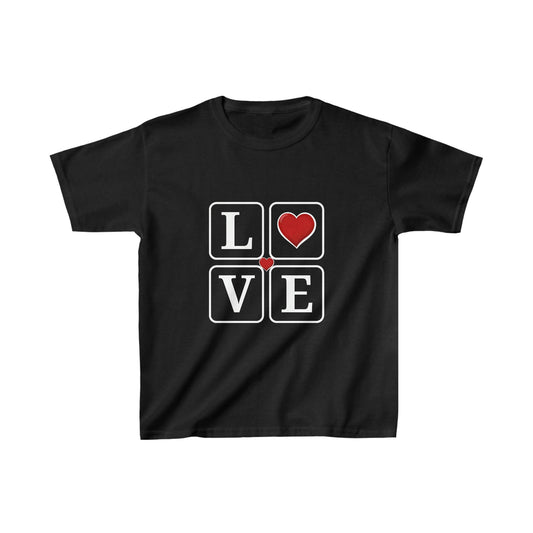 Love Squares with Hearts Kids Heavy Cotton Tee