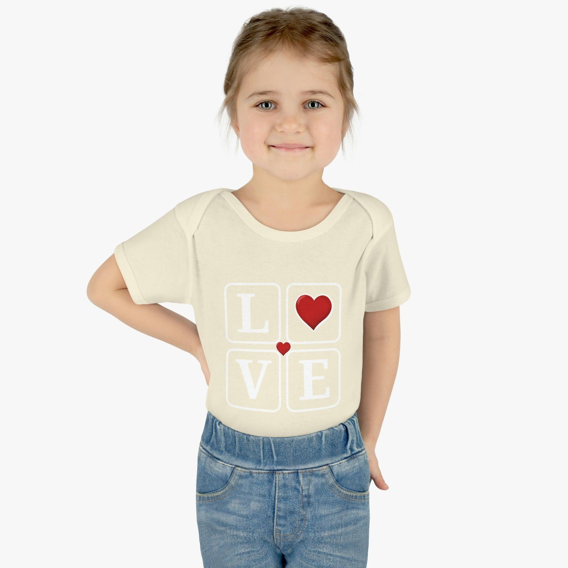 Love Squares with hearts Infant Baby Rib Bodysuit - Giftsmojo